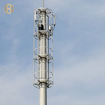 Tubular Telecommunication Tower 36M 4 Sections Slip Joint Galvanized Surface