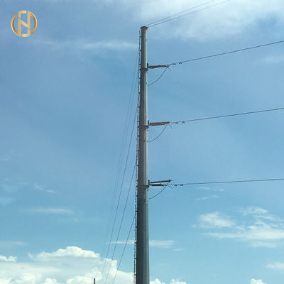 138KV HDG 35M Electric Utility Pole With Baseplate And M48 Anchor Bolt 60-90 Degree