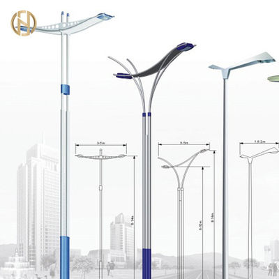 8M Octagonal Shape Street Light Pole Q345B Double Arm Steel Pole