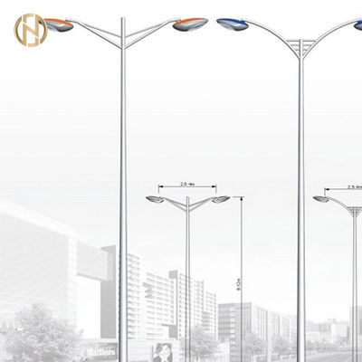 Galvanized Solar Street Light Pole/Steel Light Pole/Lamp Post With Single Or Double Arms