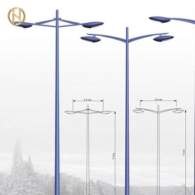 Single Or Double Arm Street Light Pole Custom 3-12M 85um Galvanization Thickness