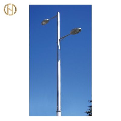 Single Arm Steel Tube Customizable Electrical Street Light Pole With Hot-Dip Galvanized Coating