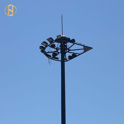 Hot Dip Galvanized Flood Light Poles 60FT 65FT 70FT Dodecagon Fixed Type