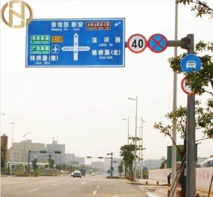 6M 8M 10M Road Sign Pole  Custom Q235B Steel Highway Sign Posts