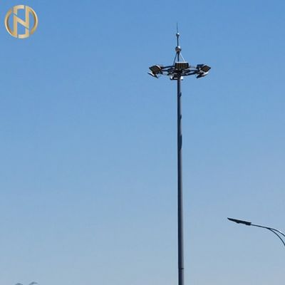 Galvanized 12 Meter High Mast Pole  With Lowering Raising Mechanism