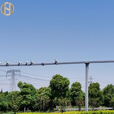Q235 Galvanized CCTV Outdoor Security Camera Pole Double Brackets