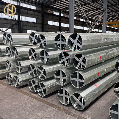 Buy 9m 10m 12m Galvanized Steel Power Transmission Pole, Electric Support Tower for Utility, Overhead Lines & Power Grid online manufacture