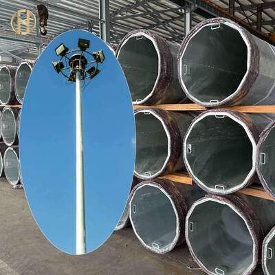 Buy High Mast Lighting 25m 30m 35m Height Steel Octagonal Galvanized Light Pole with Raising Lowering Device Flood Led Lights online manufacture