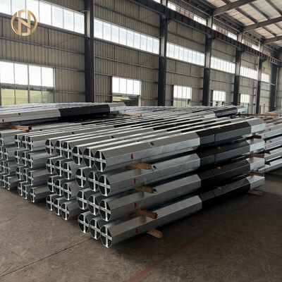 Buy 30-40FT 12-18M Octagonal Steel Power Pole, Q355 ASTM A572 HDG Distribution Utility Tower, Multi-section Slip Joint, Bitumen Base online manufacture