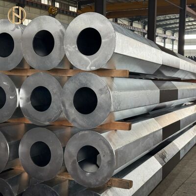 Buy Hot-dip Galvanized Octagonal Steel Power Pole with Circular Anti-sinking Bottom Plate online manufacture