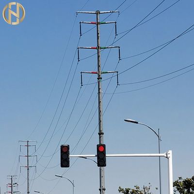 Buy Polygonal Shape Traffic Light Pole  6M X 12M Signal Light Pole With Arm online manufacture