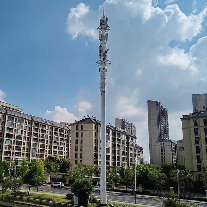 Customized Galvanized Steel Communication Pole With Antennas Brackets