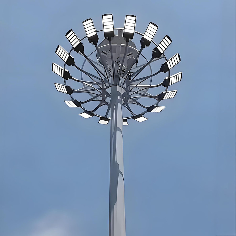 15m to 50m Adjustable High Pole Light Stadium High Mast Light Pole Hot Selling Galvanized High Mast Lighting Steel Pole