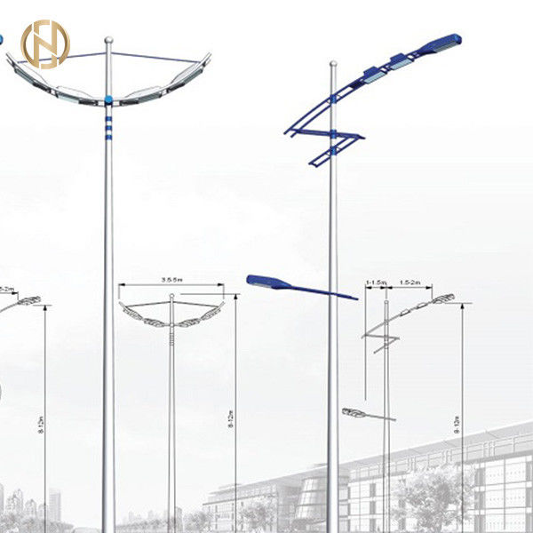 Hot Dip Galvanized Octagonal Solar Street Light Pole Design for Conical/ Polygonal/Round or others Multi-pyramidal Shape
