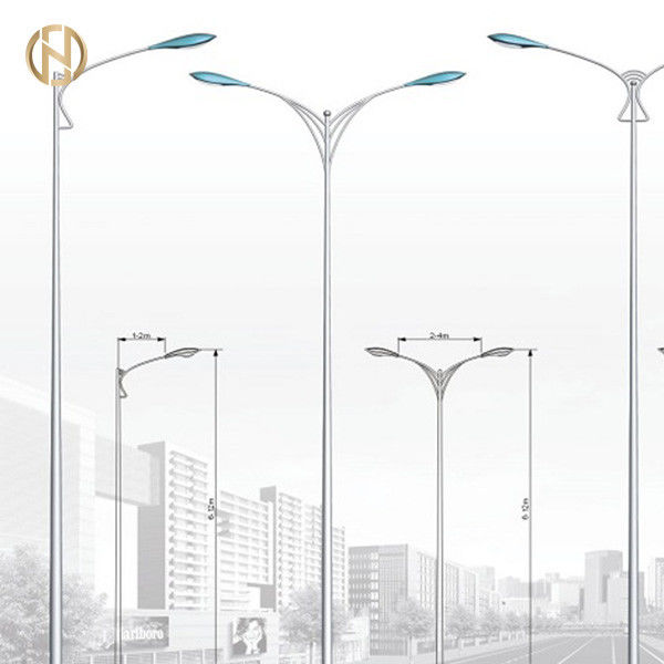 IP65 Galvanized 12M Single Arm Street Light Pole