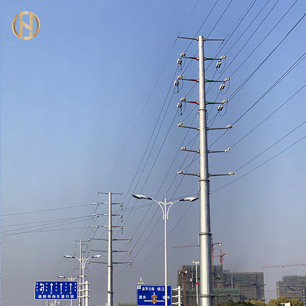 110KV 138KV HDG Galvanized Electric Power Post For Power Transmission Line