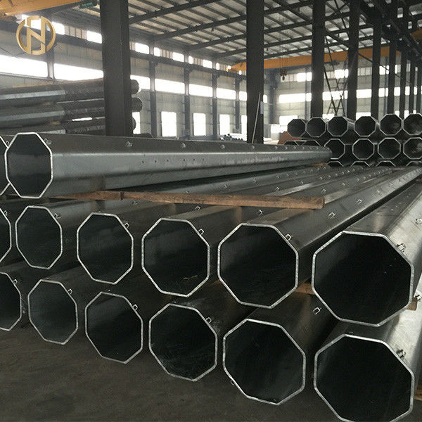 Custom Made Steel Utility Pole 18 Meter Height With Black Epoxy Paint
