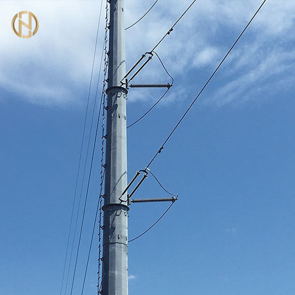 White Powder Coated Transmission Line Pole With ISO 9001 Certification