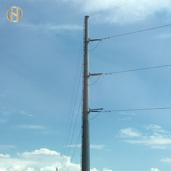 138KV HDG 35M Electric Utility Pole With Baseplate And M48 Anchor Bolt 60-90 Degree