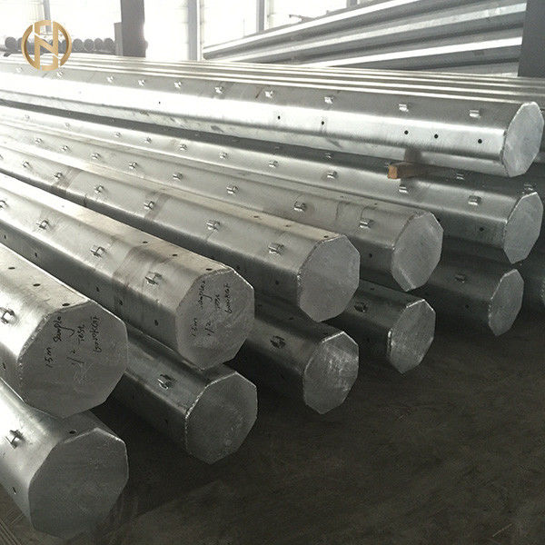 8 Side Tubular Steel Pole  10.5M 35FT Steel Utility Pole 300daN 3KN Q460