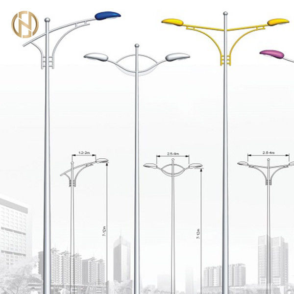 8M Street Light Pole Q235B Round Conical Single Arm Lamp Post