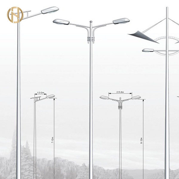 3-12M Galvanized Street Lamp Pole Wind Resistant