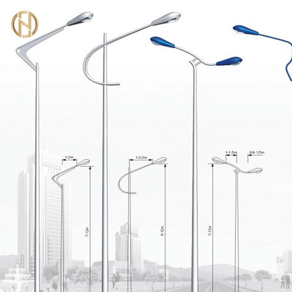 Galvanized Solar Street Light Pole/Steel Light Pole/Lamp Post With Single Or Double Arms