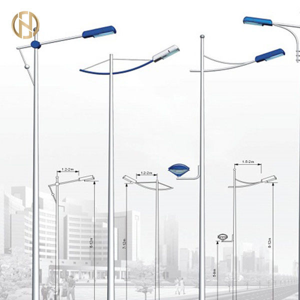 8M Octagonal Shape Street Light Pole Q345B Double Arm Steel Pole