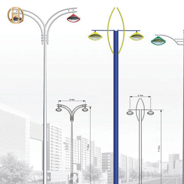 Outdoor Street Light Pole Q235 Hot Dip Galvanized / Powder Coated Surface