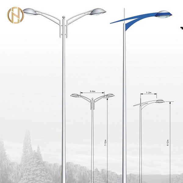 Single Or Double Arm Street Light Pole Custom 3-12M 85um Galvanization Thickness