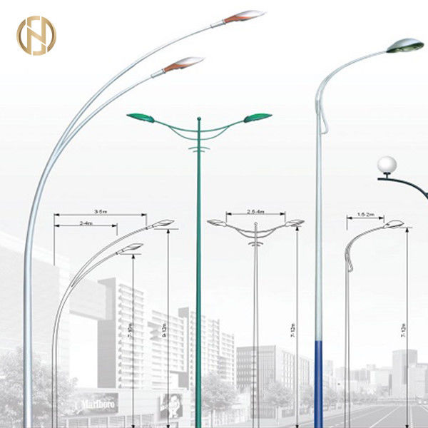 3-12M Conical Shape Street Light Pole Q345B Steel Pole With Double Arm