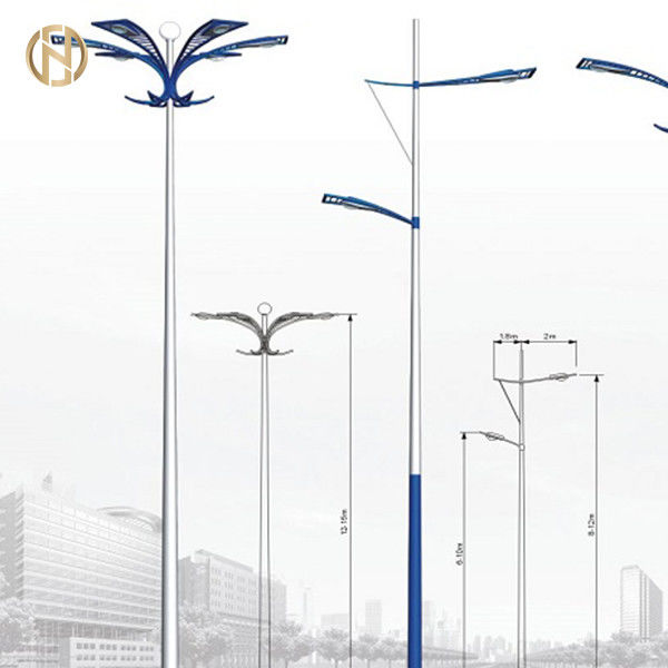 Hot Dip Galvanized solar street light pole 6m 7m 9m 10m 12m Q235 Steel
