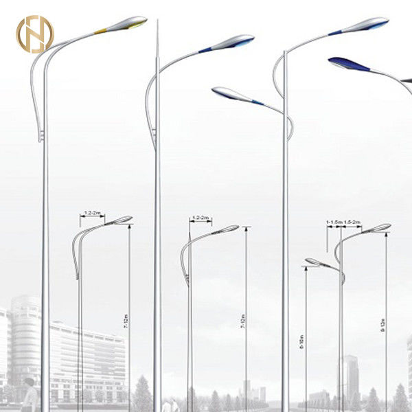 Single / Double Arm Street Light Pole  12M 10M 8M 6M Galvanized Light Pole