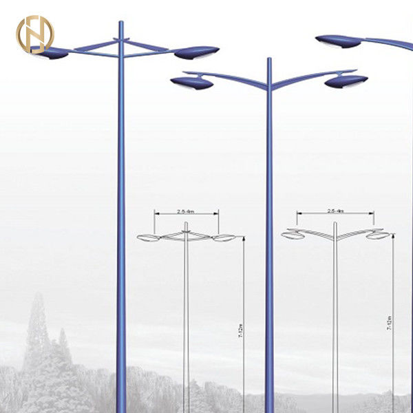 Single Or Double Arm Street Light Pole Custom 3-12M 85um Galvanization Thickness