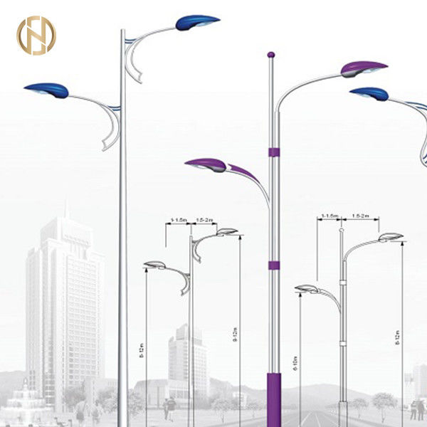 3M-10M Octagonal Street Light Pole Q235B Single Arm Steel Lamp Pole