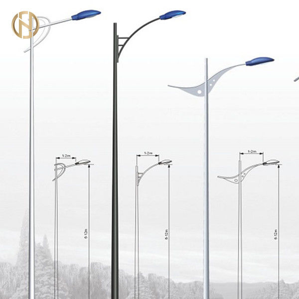 Double Arm Hot Rolled Steel Lighting Pole Wind Resistant ISO 9001 Certified