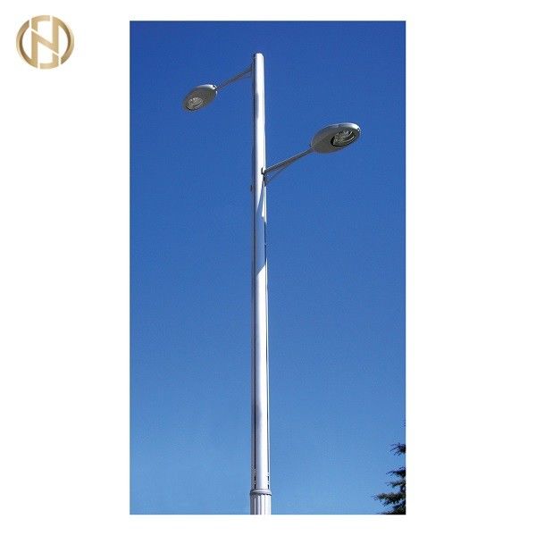 Single Arm Steel Tube Customizable Electrical Street Light Pole With Hot-Dip Galvanized Coating