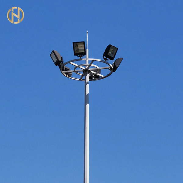 Galvanized And Spray Paint High Mast Pole 35M 40M 4 Section For Shipping Terminal