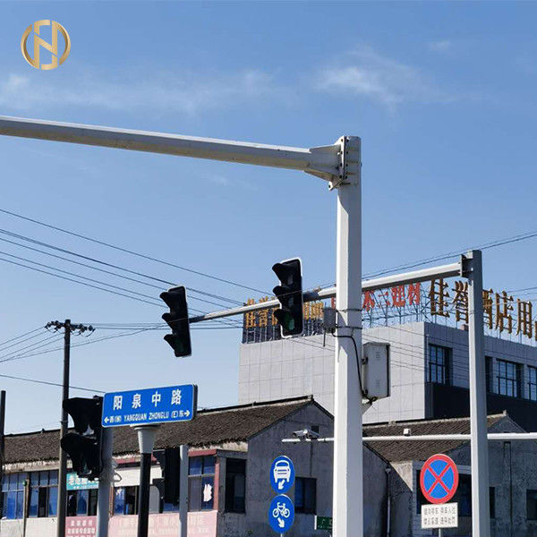 6M 8M CCTV Camera Pole  Security Camera Post Polygonal T Type For Main Street