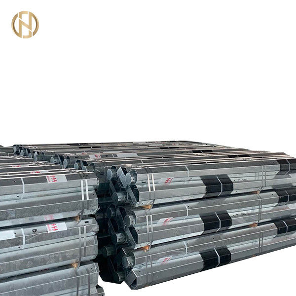 Low Voltage Tubular Galvanized Steel Pole 11m Length Black Painting Color