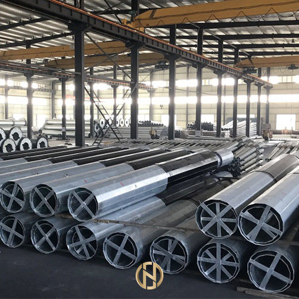 Buried Type Metal Utility Poles GR50 Octagonal Shape 15KV 33KV 14m