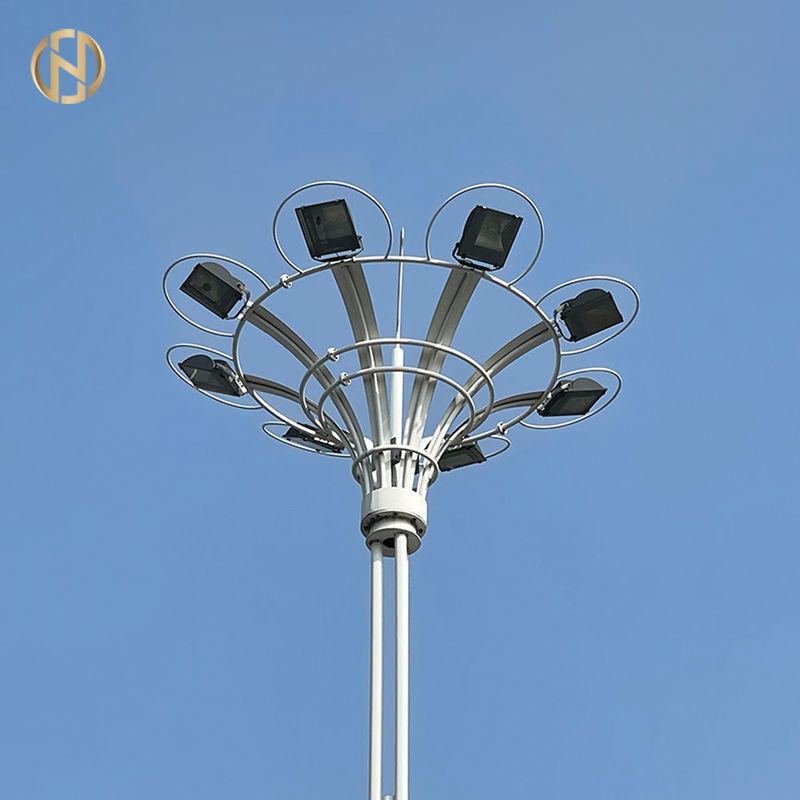 30m High Mast Pole With Lifting System And Hot Dip Galvanized Steel For Stadium Lighting And 50000 Hours Lifetime