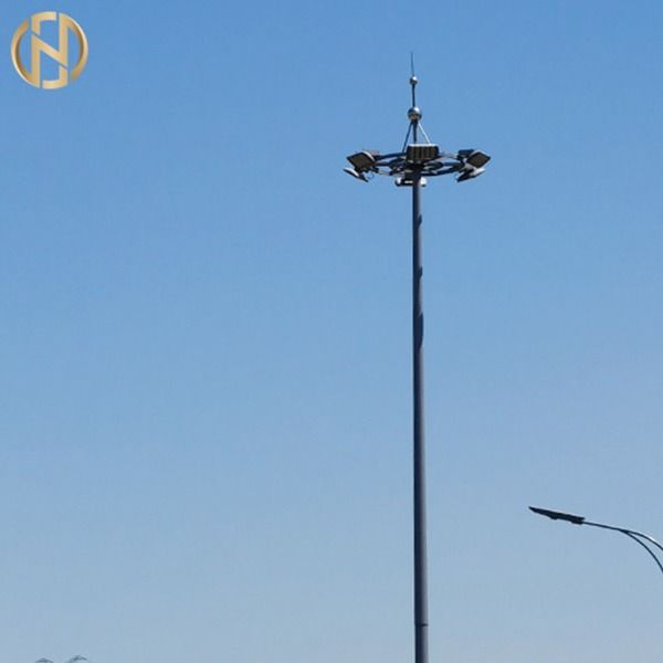 Galvanized 12 Meter High Mast Pole  With Lowering Raising Mechanism