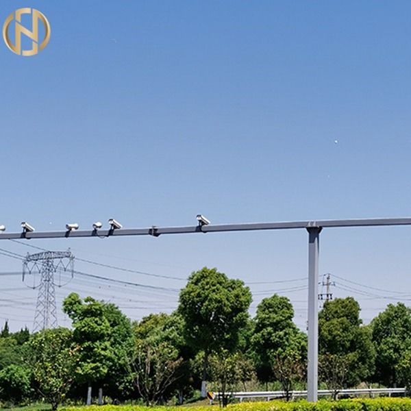 Q235 Galvanized CCTV Outdoor Security Camera Pole Double Brackets