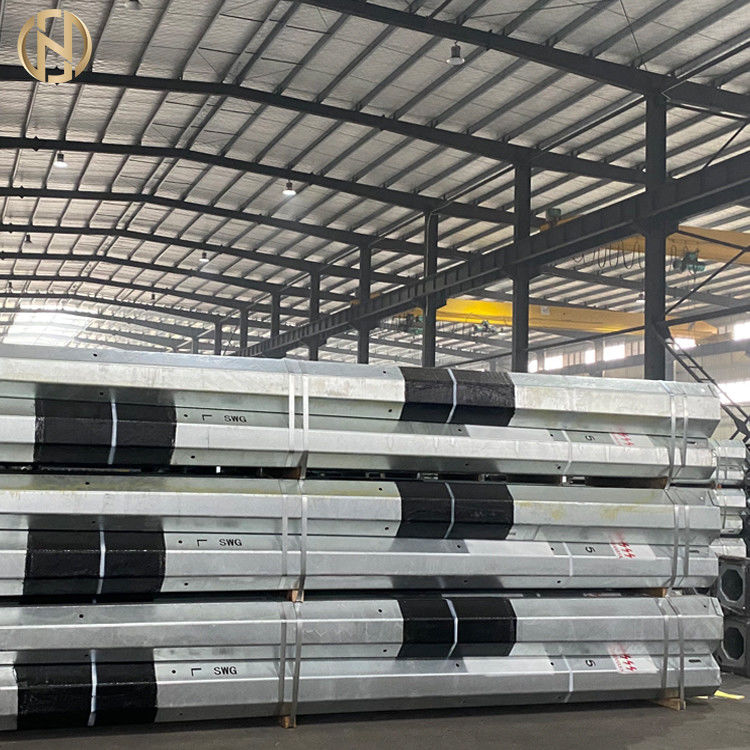 ASTM 633 12m Hot Dip Galvanized Metal Light  Pole For Power Transmission