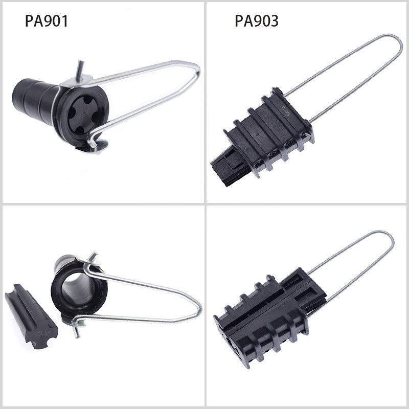 Plastic Overhead Line Dead End Cable Clamp Fiber Optic Anchoring Tension
