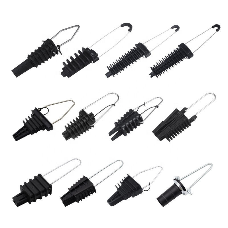 Plastic Overhead Line Dead End Cable Clamp Fiber Optic Anchoring Tension