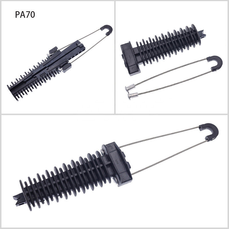 Plastic Overhead Line Dead End Cable Clamp Fiber Optic Anchoring Tension