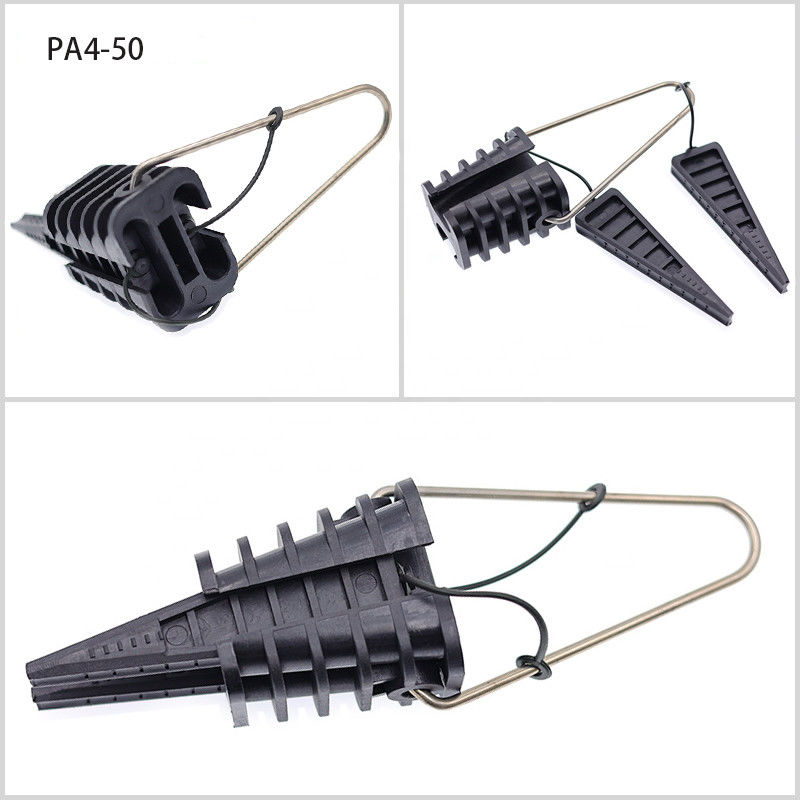 Plastic Overhead Line Dead End Cable Clamp Fiber Optic Anchoring Tension