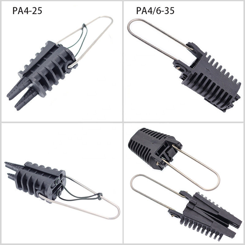 Plastic Overhead Line Dead End Cable Clamp Fiber Optic Anchoring Tension